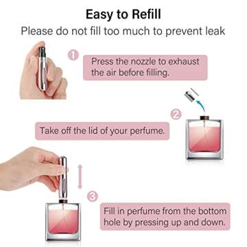 Saiveina Portable 5ml Mini Perfume Atomizer Bottles, Refillable Perfume Spray Bottle, Scent Pump Case, Empty Perfume Bottles for Travel and Outgoing(4 Pack)