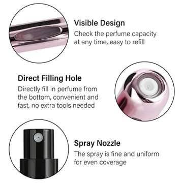 Saiveina Portable 5ml Mini Perfume Atomizer Bottles, Refillable Perfume Spray Bottle, Scent Pump Case, Empty Perfume Bottles for Travel and Outgoing(4 Pack)