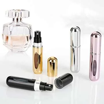 Saiveina Portable 5ml Mini Perfume Atomizer Bottles, Refillable Perfume Spray Bottle, Scent Pump Case, Empty Perfume Bottles for Travel and Outgoing(4 Pack)