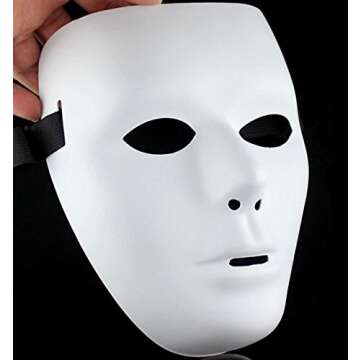Nicky Bigs Novelties Adult Blank White Male Full Mask Plain Thick Plastic Masquerade Face Masks Cosplay Halloween Costume