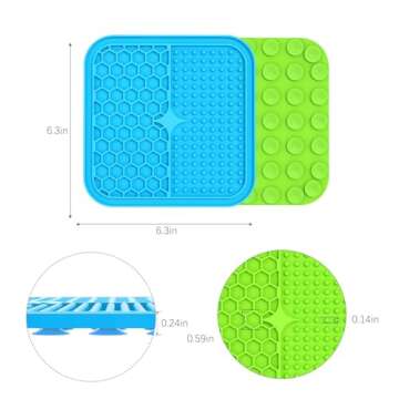 MateeyLife 2PCS Small Lick Mat for Dogs and Cats, Licking Mats for Dog Anxiety Relief, Cat Peanut Butter Lick Pad for Boredom Reducer, Dog Treat Mat Perfect for Bathing Grooming Blue&Green