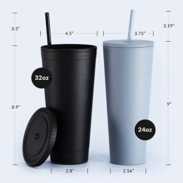 Stylish 24oz Maars Acrylic Tumbler with Lid and Straw