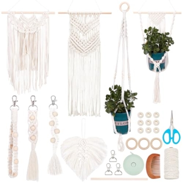 INFUNLY 8 in 1 DIY Macrame Kit - All in One Kit for Beginners and Adults
