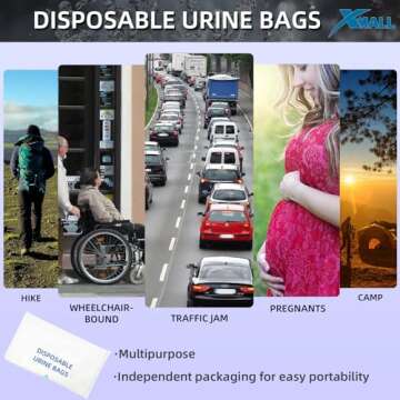 XMALL Disposable Urinal Bag,700CC,10Pack,for Traffic jam Emergency,Carsickness and Vomiting,Travel,P...