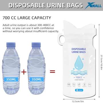 XMALL Disposable Urinal Bag,700CC,10Pack,for Traffic jam Emergency,Carsickness and Vomiting,Travel,Pregnants,Patients,Wheelchair-Bound,Unisex for Men, Women and Children