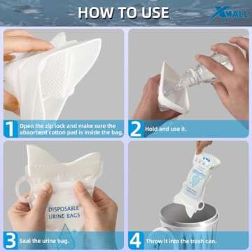 XMALL Disposable Urinal Bag,700CC,10Pack,for Traffic jam Emergency,Carsickness and Vomiting,Travel,Pregnants,Patients,Wheelchair-Bound,Unisex for Men, Women and Children