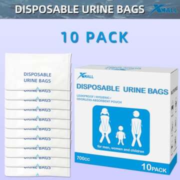 XMALL Disposable Urinal Bag,700CC,10Pack,for Traffic jam Emergency,Carsickness and Vomiting,Travel,Pregnants,Patients,Wheelchair-Bound,Unisex for Men, Women and Children