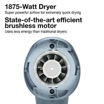 Olivia Garden SuperHP High Performance Professional Hair Dryer with Long Lasting brushless Motor Include 3 Free Styling Brushes