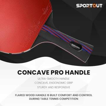 Sportout Ping Pong Paddle,Professional Table Tennis Paddles with Case, Table Tennis Racket for Advan...