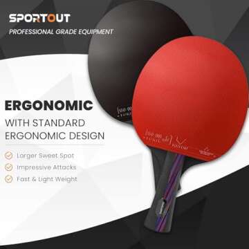 Sportout Ping Pong Paddle,Professional Table Tennis Paddles with Case, Table Tennis Racket for Advanced Training and Tournament