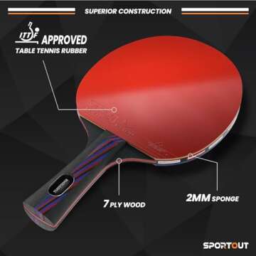 Sportout Ping Pong Paddle,Professional Table Tennis Paddles with Case, Table Tennis Racket for Advanced Training and Tournament