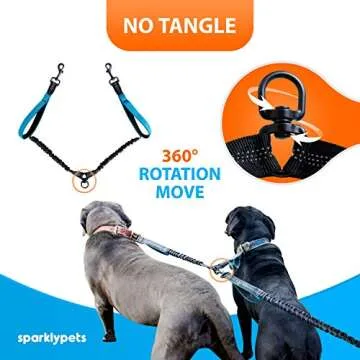 Hands-Free Dual Dog Leash with Padded Handles for Large Dogs