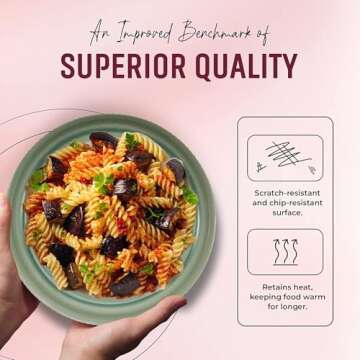 American Atelier 9-Inch Low Bowl (Set of 4) - 42 oz Wide Shallow Porcelain Salad Bowls, Stylish Dinn...