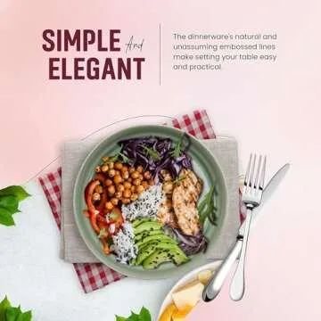 American Atelier 9-Inch Low Bowl (Set of 4) - 42 oz Wide Shallow Porcelain Salad Bowls, Stylish Dinner Plates for Serving Pasta, Soups, Stir-Fries - Stackable Modern Dinnerware (Sage Green)