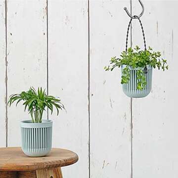 Melphoe 3.5‘’ Two-Piece Succulent Planters Pots with Drainage, Flexible Removable Handle, Flower Pots for Mini Plants Small Hanging Planter for Wall, Window (6 PCAK)