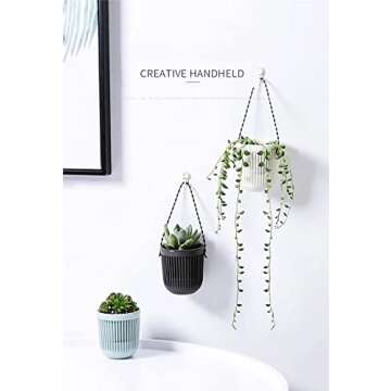 Melphoe 3.5‘’ Two-Piece Succulent Planters Pots with Drainage, Flexible Removable Handle, Flower Pots for Mini Plants Small Hanging Planter for Wall, Window (6 PCAK)