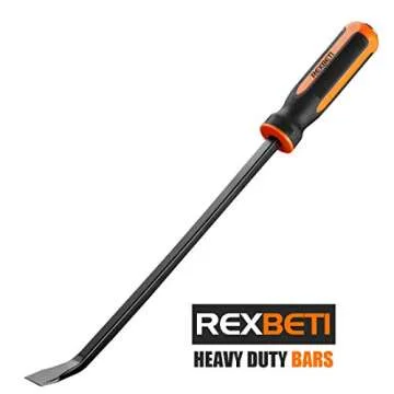 REXBETI Pry Bar Set, Heavy Duty Pry Bar 4-Piece Mechanic Hand Tools, Thicker Strike Cap Handle, Black Orange