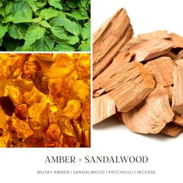 SENSE ISLAND Amber Sandalwood Scented Candles for Men&Women | 100% Natural Soy Candle 7oz, up to 50 Hrs Burn Time Highly Scented House Warming Gifts