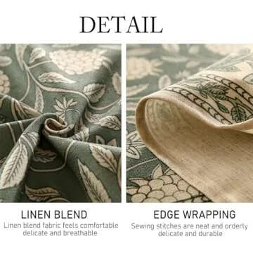 ISAENNE Grayish Green Square Tablecloth,Linen Table Cloth with Light White Flowers Pattern,Heavy Durable Table Cover for Dining Thanksgiving Kitchen Decor Party Banquet Christmas,55"*55"