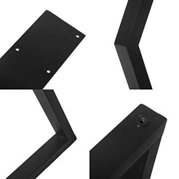 Metal Furniture Legs Black Cast Iron Coffee Table Legs,Metal Legs for DIY Coffee Table Furniture Bench,Industrial Dining Table Legs 2 Pcs(H28”xW24”),Rustic Duty Square Tube Desk Legs