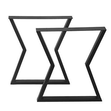 Metal Furniture Legs Black Cast Iron Coffee Table Legs,Metal Legs for DIY Coffee Table Furniture Bench,Industrial Dining Table Legs 2 Pcs(H28”xW24”),Rustic Duty Square Tube Desk Legs