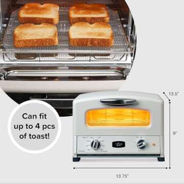 HeatMate Countertop Pop-Up Toaster Oven with Graphite Heating Technology, Eggshell White
