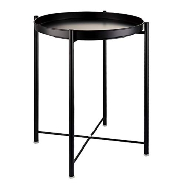EKNITEY Small Side End Table - Metal Side Table Waterproof with Removable Tray