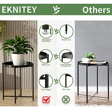 EKNITEY Small Side End Table with Removable Tray