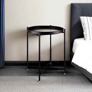 EKNITEY Small Side End Table with Removable Tray