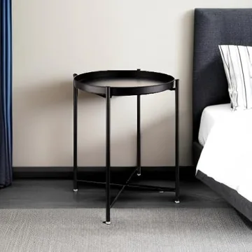 EKNITEY Small Side End Table with Removable Tray