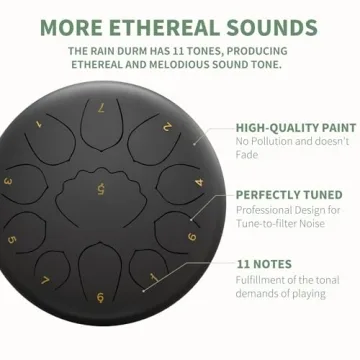 8 Inch Outdoor Rain Drum with 11 Notes for Gardens