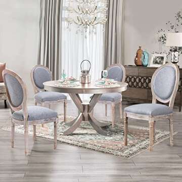 French Country Vintage Dining Chairs Set of 4 - Classic Grey