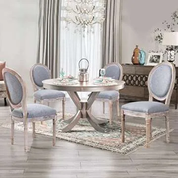 French Country Vintage Dining Chairs Set of 4 - Classic Grey