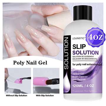 LOUINSTIC PolyGel Slip Solution 4 oz Anti-stick Polygel Nail Solutions Gel Nail Slip Liquid for Poly...