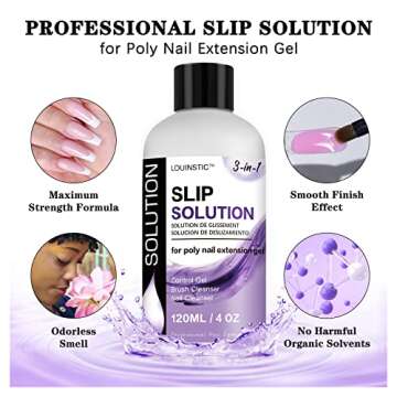 LOUINSTIC PolyGel Slip Solution 4 oz Anti-stick Polygel Nail Solutions Gel Nail Slip Liquid for Poly Nail Extension Gel