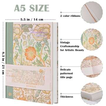 TIEFOSSI Lined Journal Notebook for Women Writing-A5 Hardcover Notebook-Premium 100gsm 224 Pages-Thi...