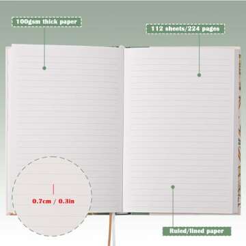 TIEFOSSI Lined Journal Notebook for Women Writing-A5 Hardcover Notebook-Premium 100gsm 224 Pages-Thick Travel journals for writing-College Ruled for Work Organization, Note Taking
