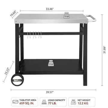 Versatile Royal Gourmet Dining Cart for BBQ & Kitchen Use