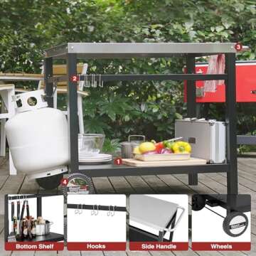 Versatile Royal Gourmet Dining Cart for BBQ & Kitchen Use