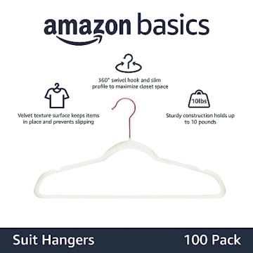 Amazon Basics Velvet Non-Slip Hangers - Pack of 100