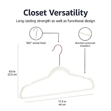 Amazon Basics Velvet Non-Slip Hangers - Pack of 100