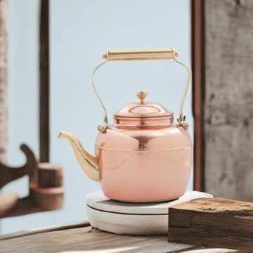 Old Dutch Solid Copper Teakettle with Brass Handle
