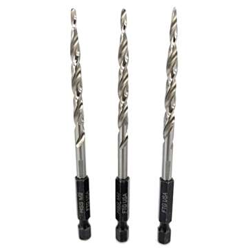 FTG USA Tapered Countersink Drill Bit Set 3 Pc #10 (3/16") Tapered Drill Bit Replacement, Countersink Bit Same Size for Wood Countersink Drill Bits