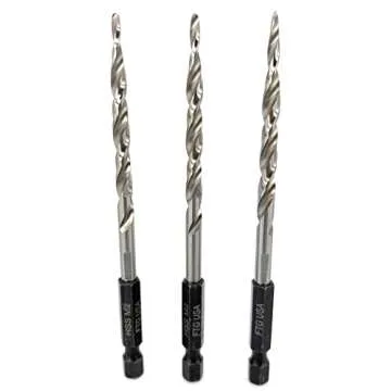 FTG USA Tapered Countersink Drill Bit Set 3 Pc #10 (3/16") Tapered Drill Bit Replacement, Countersink Bit Same Size for Wood Countersink Drill Bits