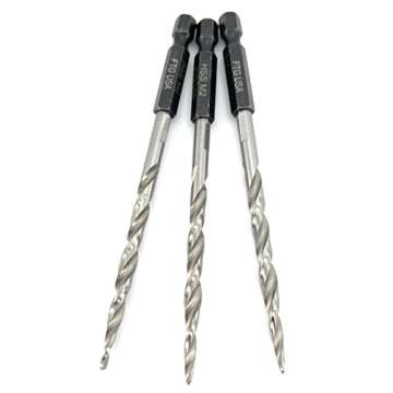 FTG USA Tapered Countersink Drill Bit Set 3 Pc #10 (3/16") Tapered Drill Bit Replacement, Countersink Bit Same Size for Wood Countersink Drill Bits