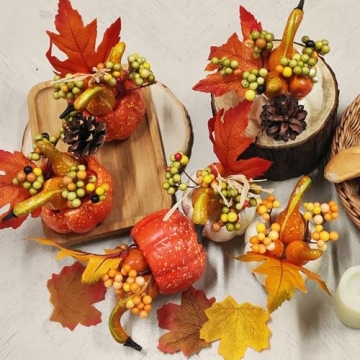 Thanksgiving Decorations Set of 6 Artificial Pumpkins for Fall