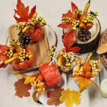 Thanksgiving Decorations Set of 6 Artificial Pumpkins for Fall