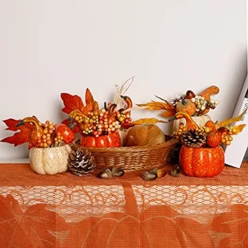 Thanksgiving Decorations Set of 6 Artificial Pumpkins for Fall
