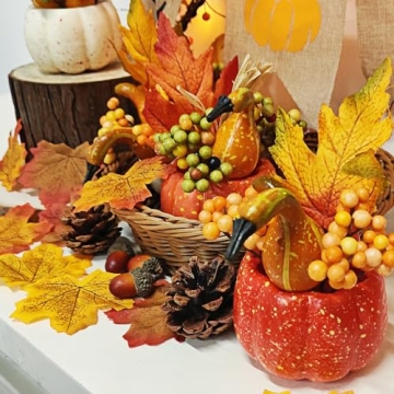 Thanksgiving Decorations Set of 6 Artificial Pumpkins for Fall