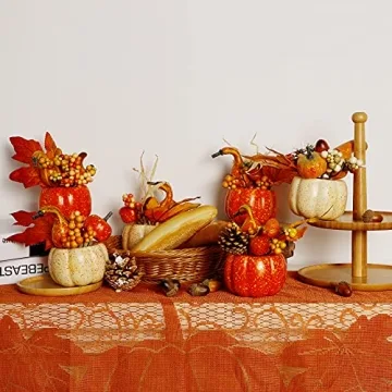 Thanksgiving Decorations Set of 6 Artificial Pumpkins for Fall